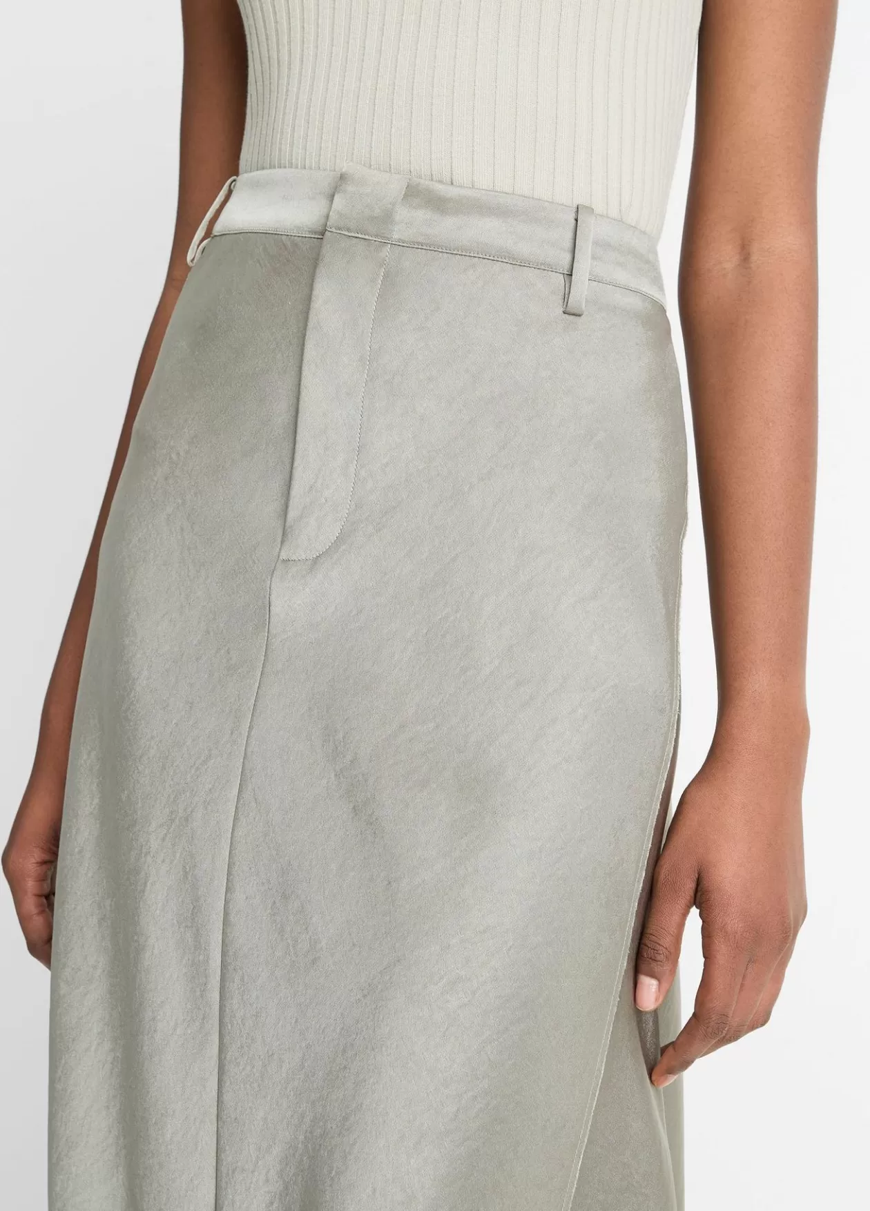 Online Vince Satin A-Line Trouser Skirt smoky moss