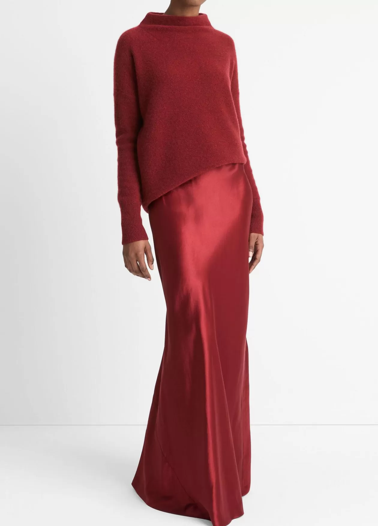Store Vince Satin Maxi Skirt ruby ink