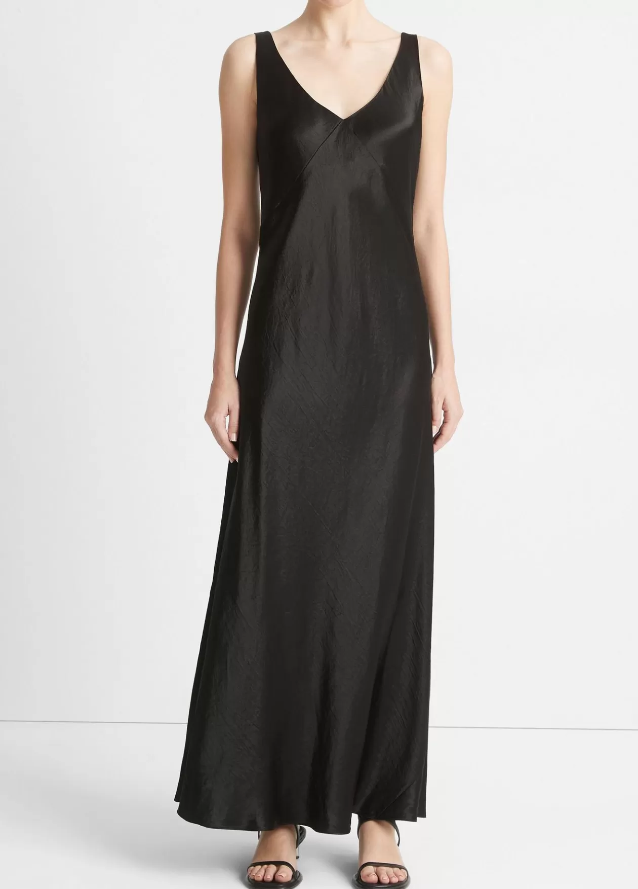 Flash Sale Vince Satin V-Neck Maxi Slip Dress black