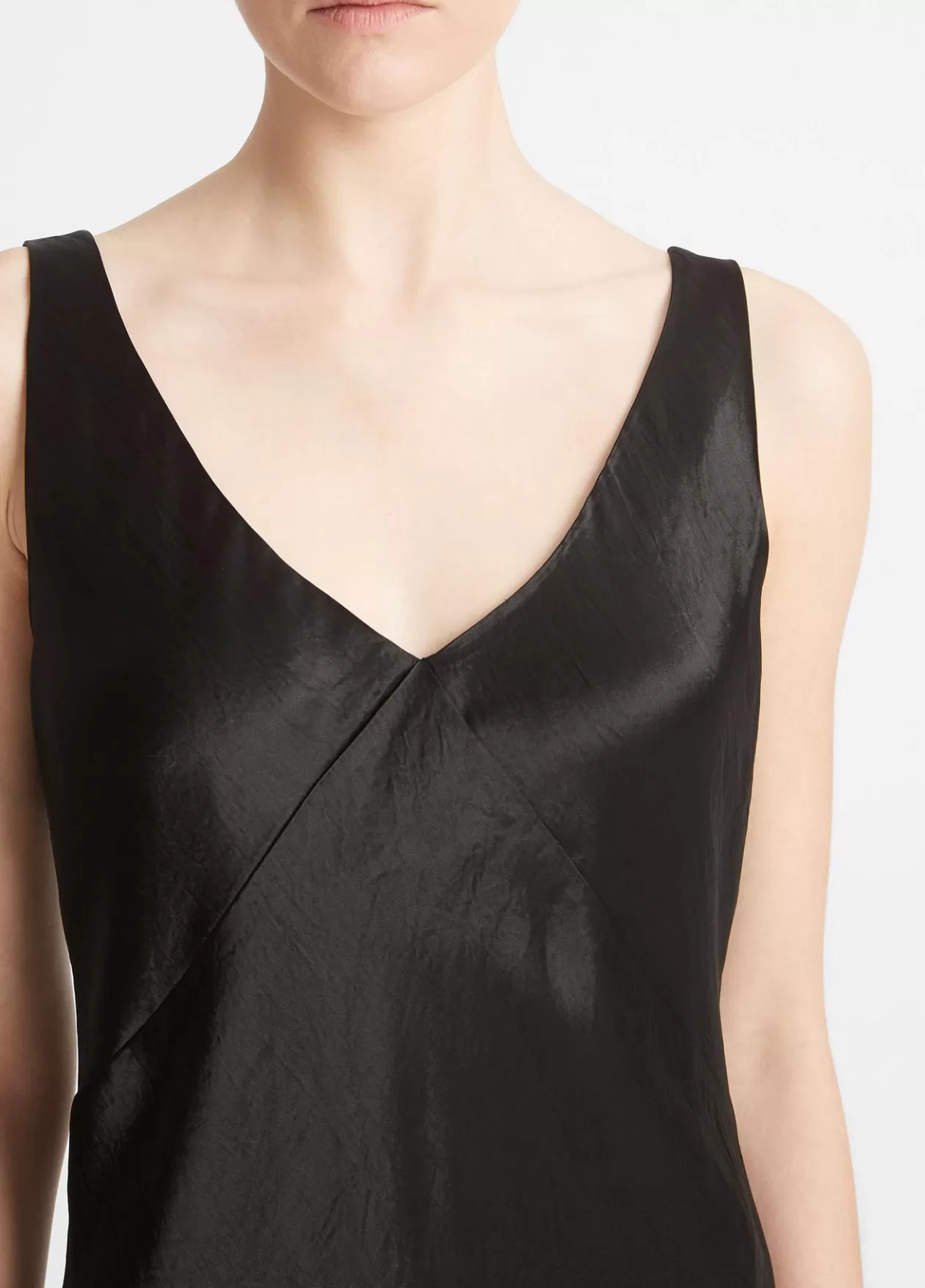 Flash Sale Vince Satin V-Neck Maxi Slip Dress black