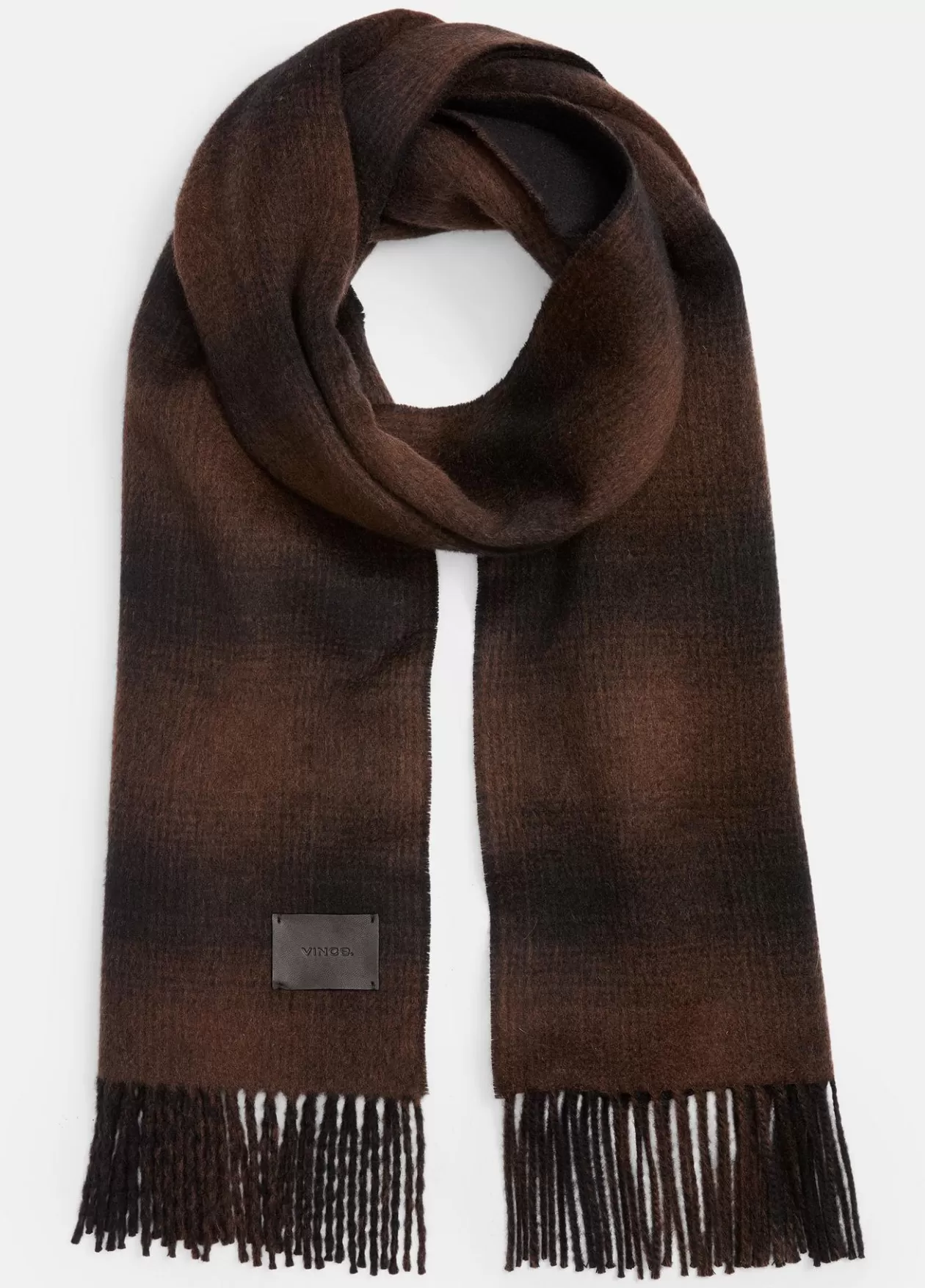 Clearance Vince Shadow Plaid Double-Face Cashmere Scarf deep walnut