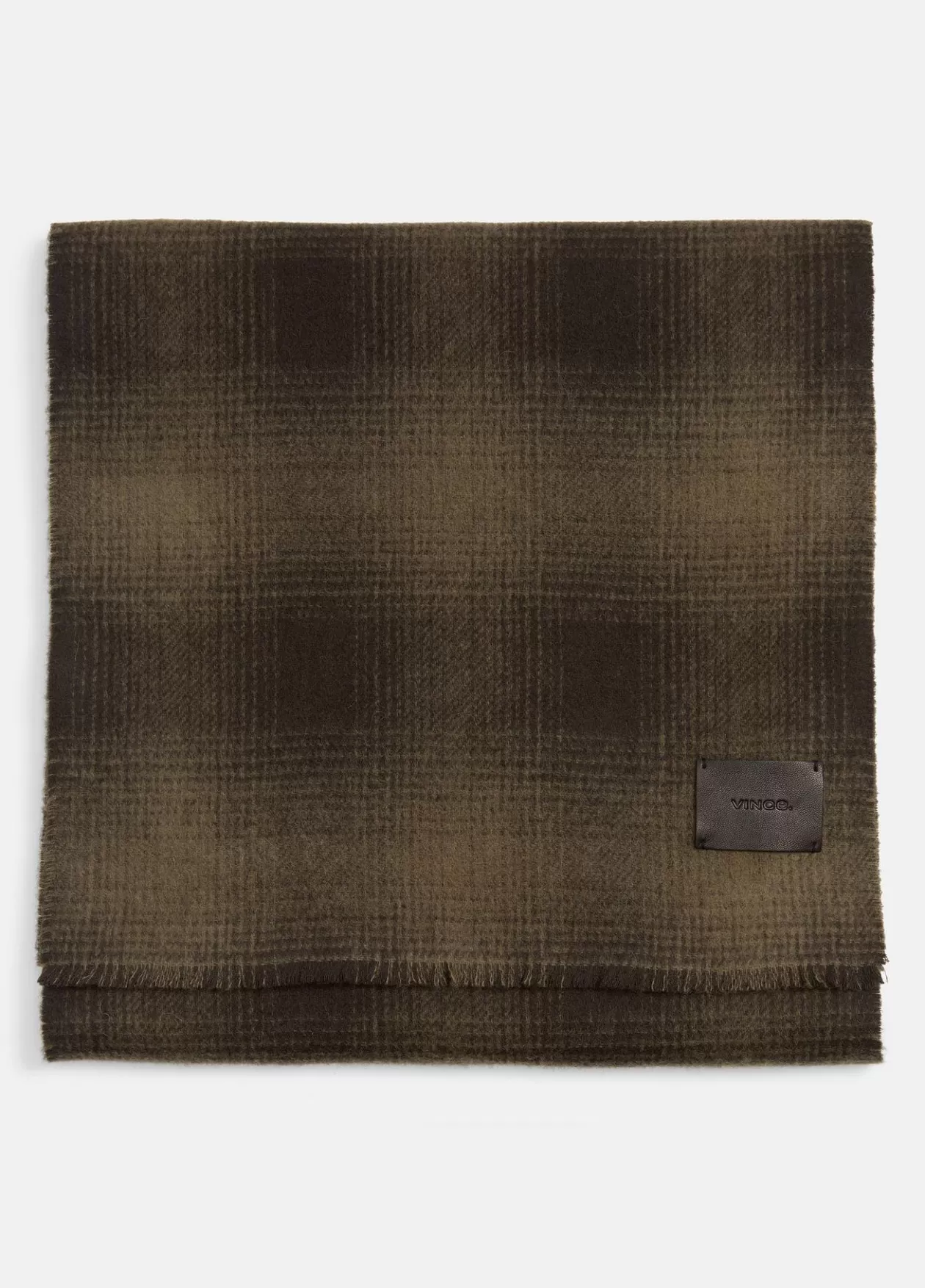 Online Vince Shadow Plaid Double-Face Wool and Cashmere Scarf olive