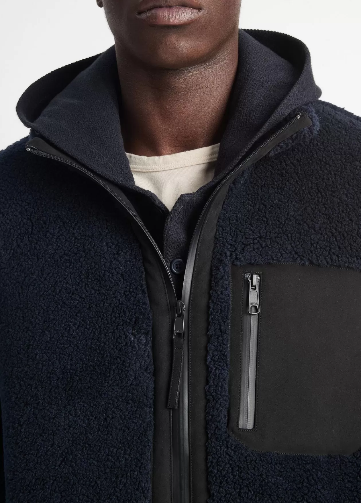 Outlet Vince Sherpa Zip Jacket coastal blue