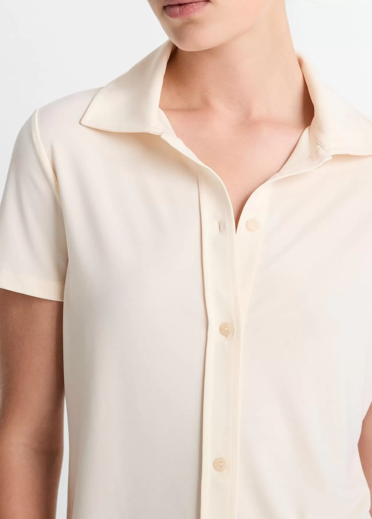 Store Vince Short-Sleeve Button-Up Shirt flaxen