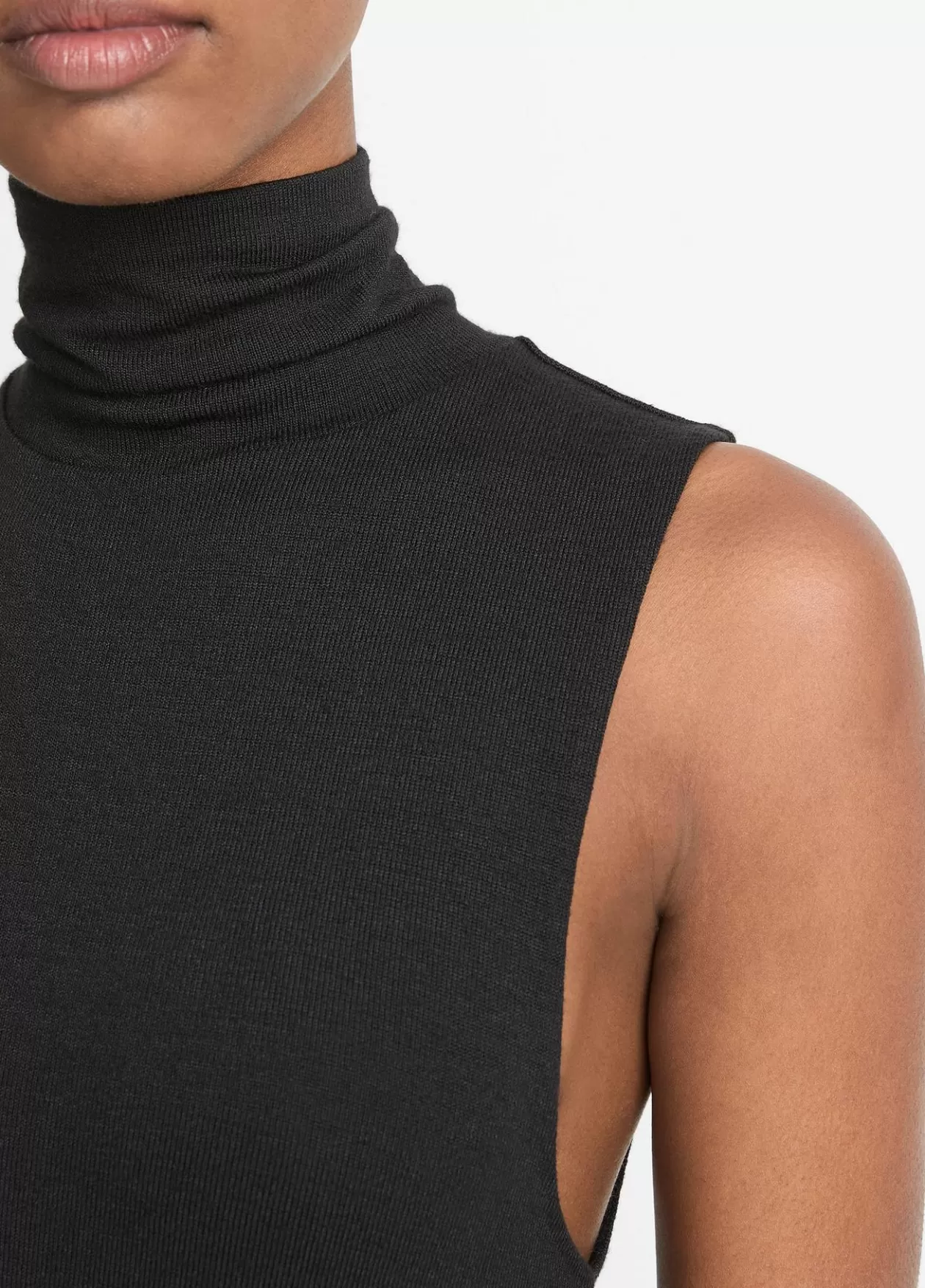 Online Vince Side-Slit Sleeveless Turtleneck Dress black