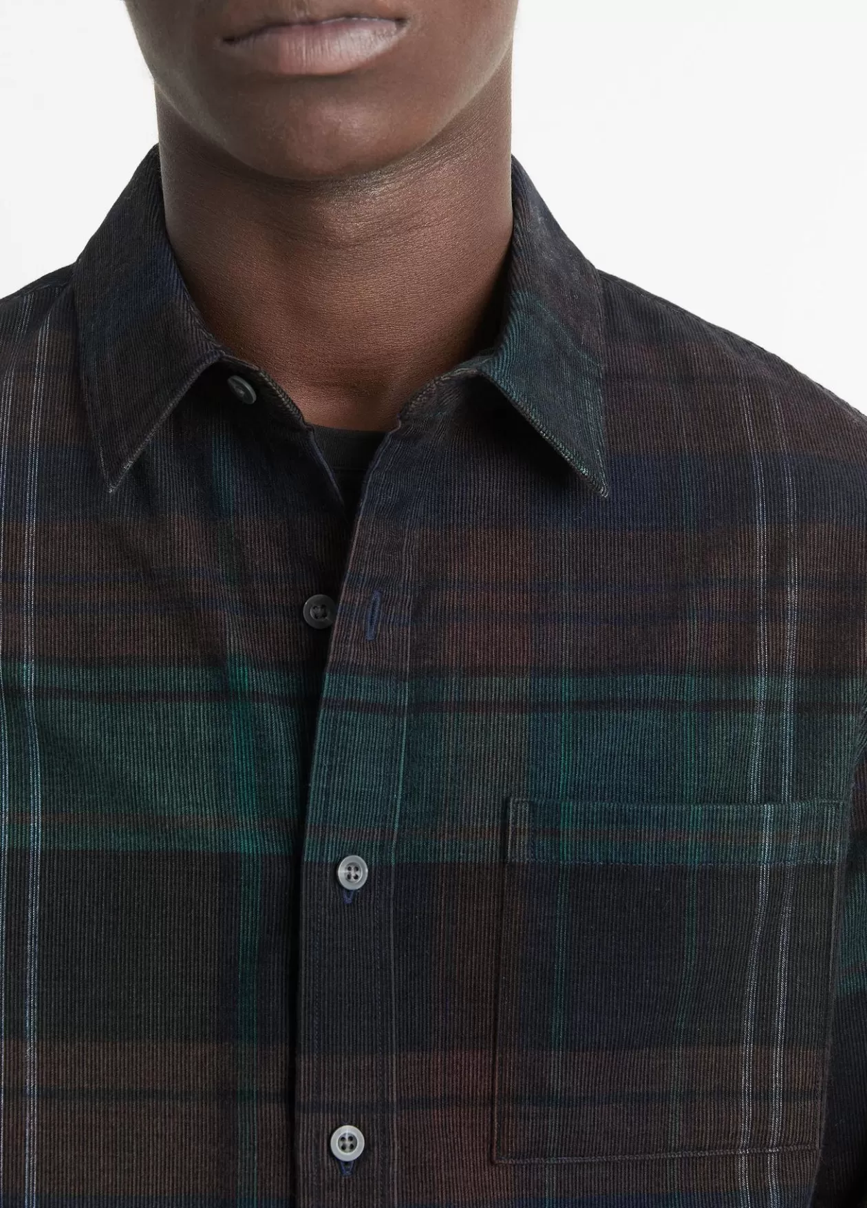 Hot Vince Sierra Plaid Cotton Corduroy Shirt surplus olive/ivy sky