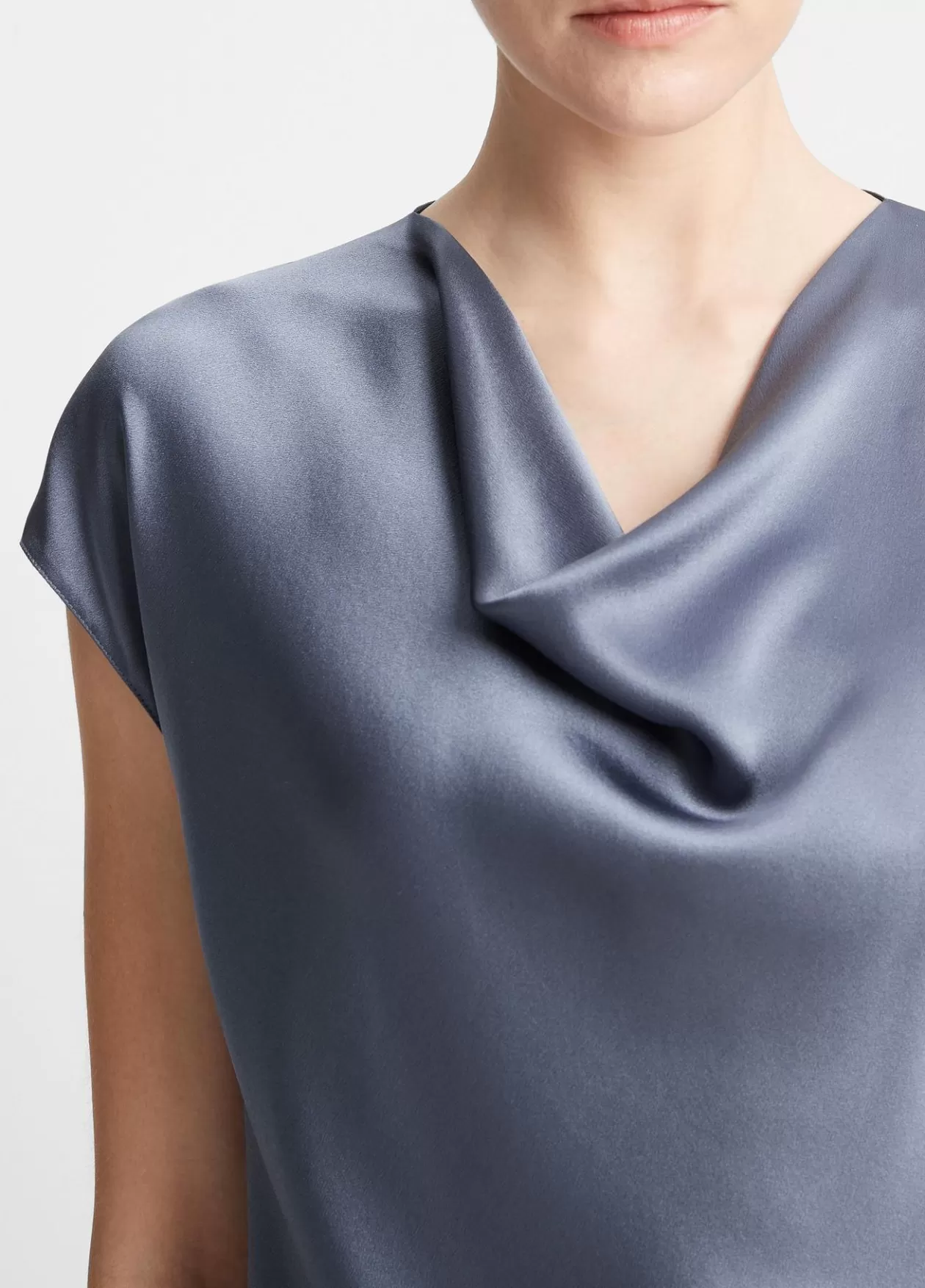 Online Vince Silk Cowl-Neck Blouse iris water