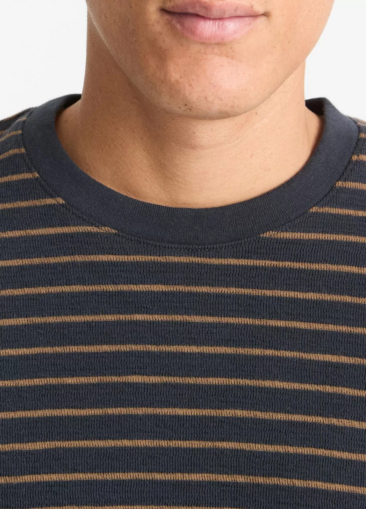 Discount Vince Slub Stripe Cotton-Blend Long-Sleeve T-Shirt coastal/cedar