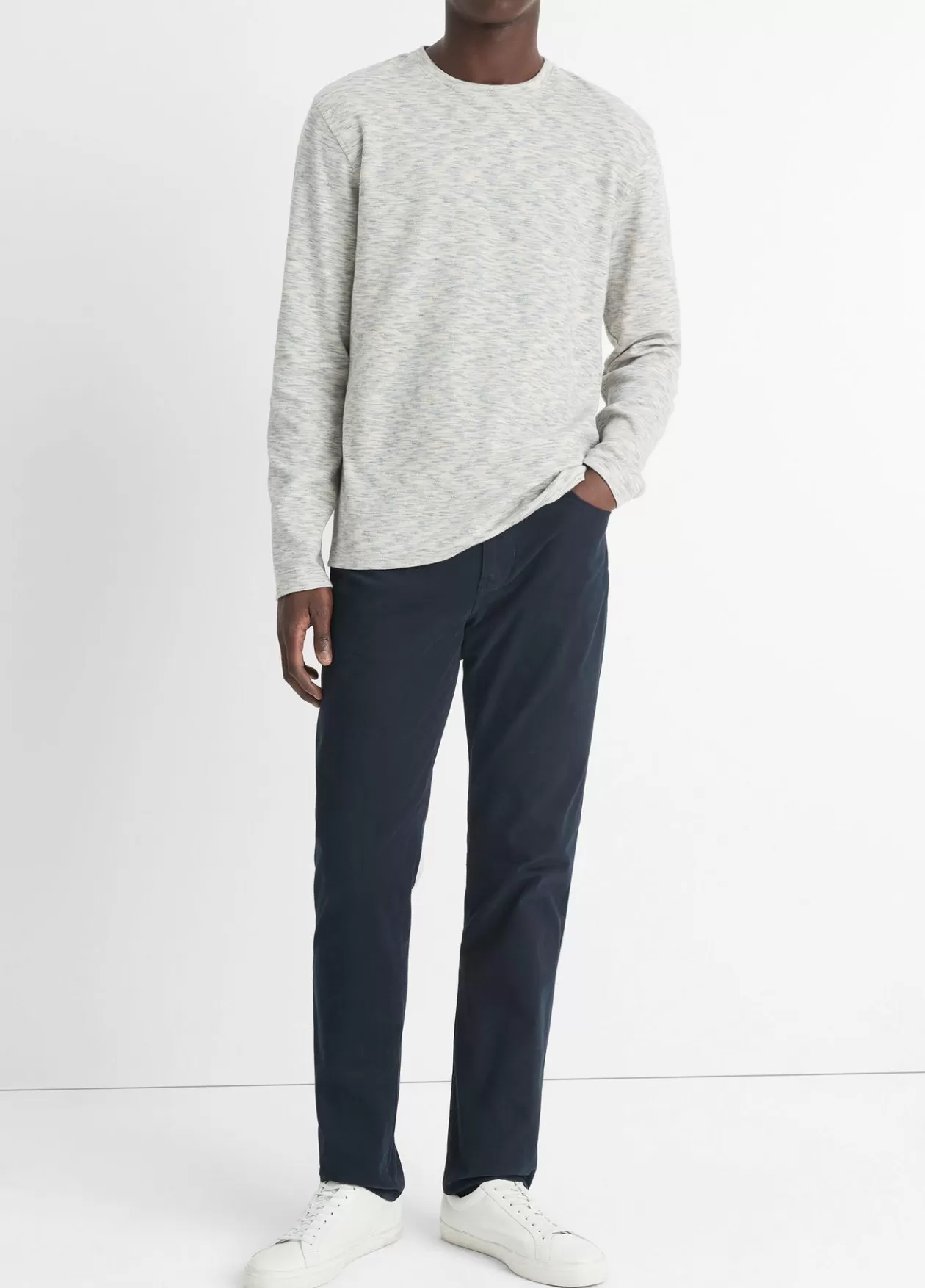 Cheap Vince Space-Dye Cotton-Blend Long-Sleeve T-Shirt blue cloud/off white