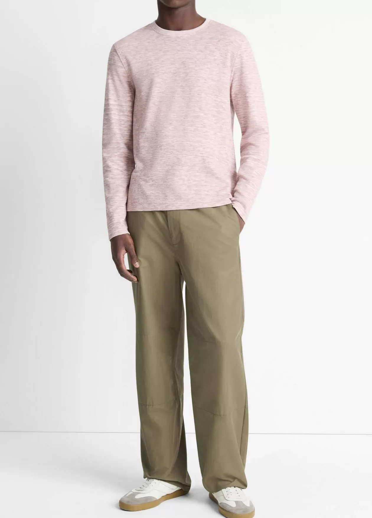 Hot Vince Space-Dye Cotton-Blend Long-Sleeve T-Shirt malbec/off white