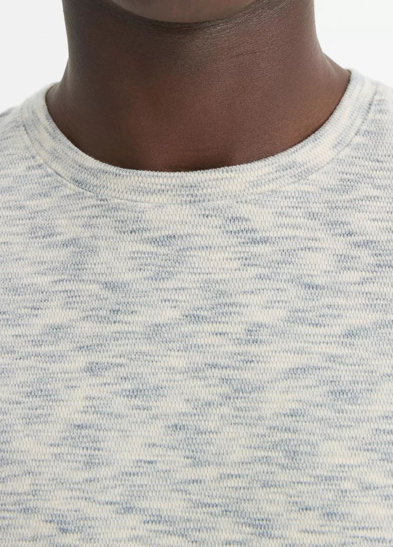 Cheap Vince Space-Dye Cotton-Blend Long-Sleeve T-Shirt blue cloud/off white