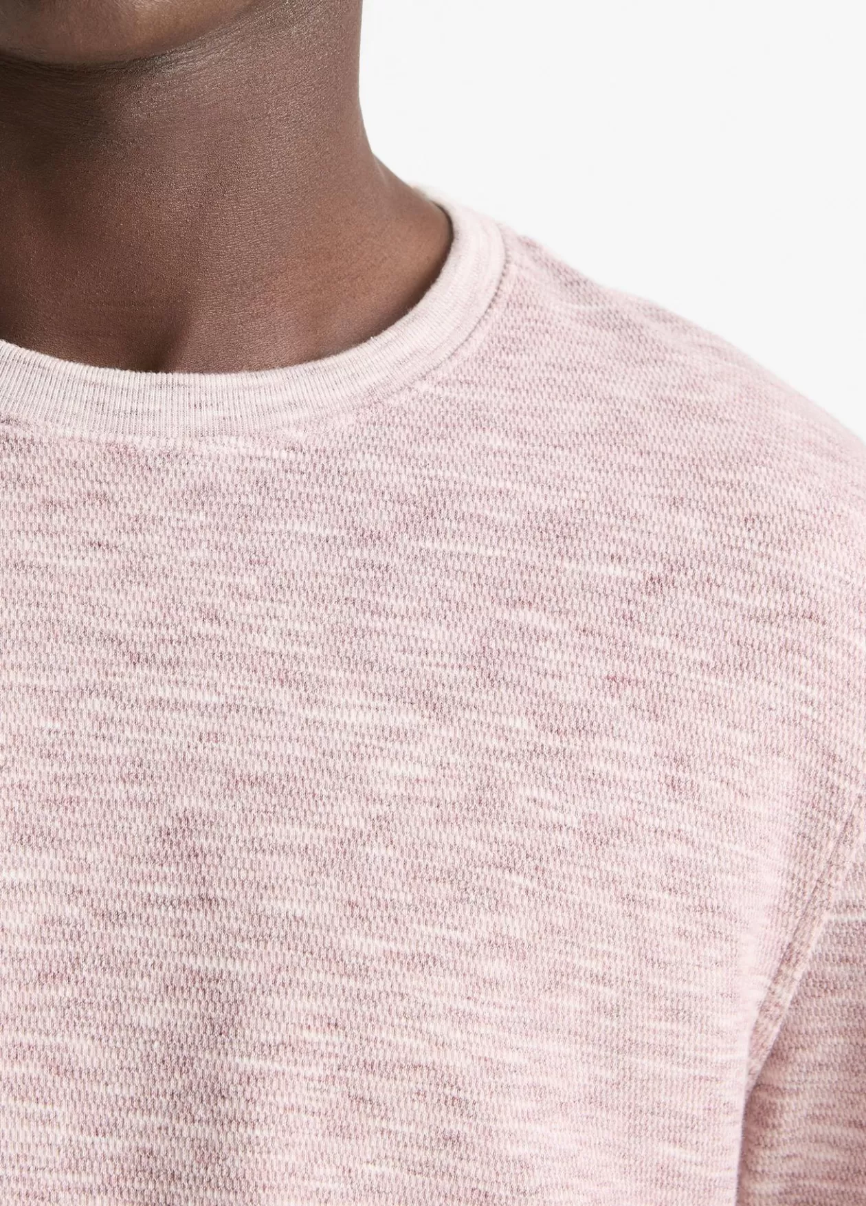 Hot Vince Space-Dye Cotton-Blend Long-Sleeve T-Shirt malbec/off white