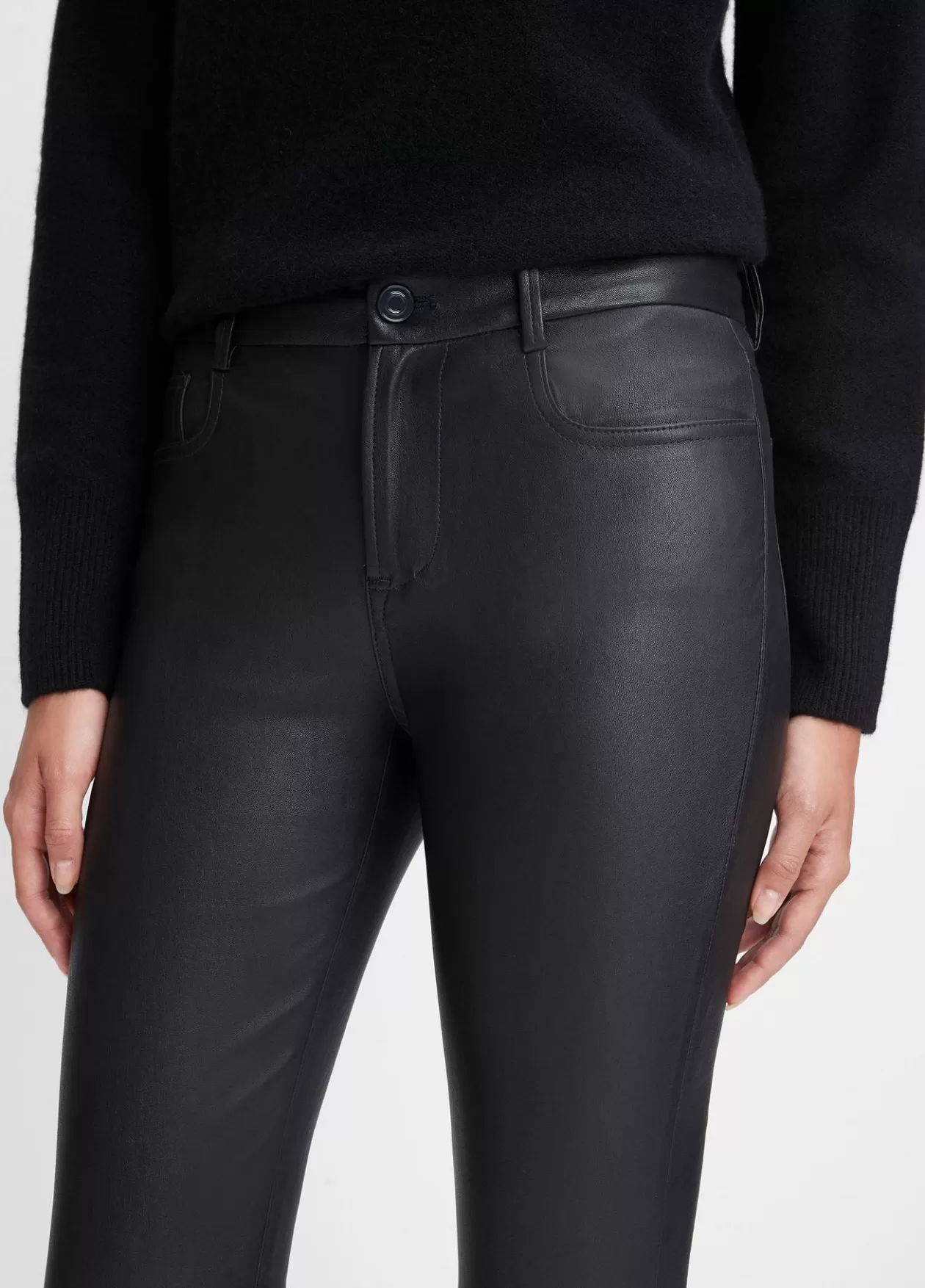 Cheap Vince Stretch Leather Boot-Cut Pant black