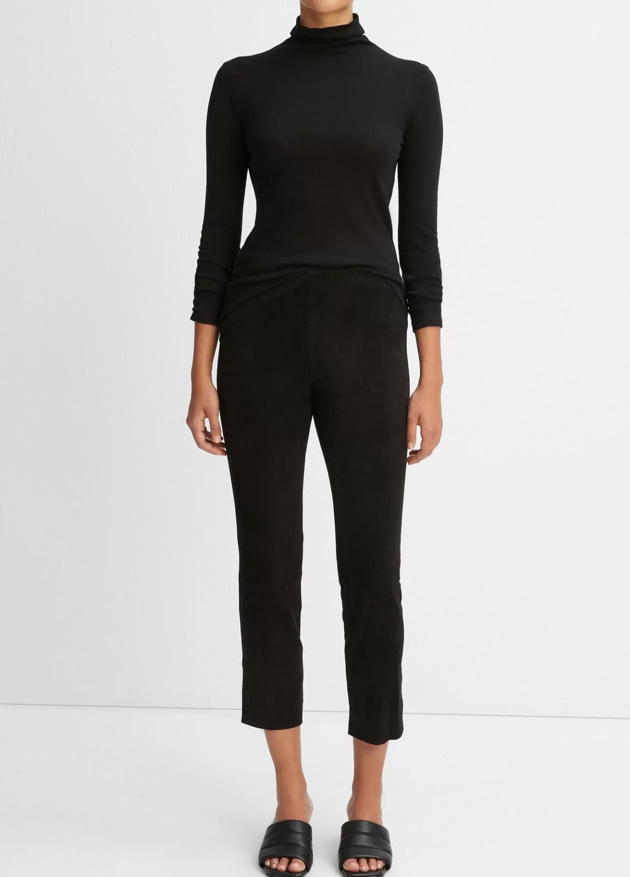 Cheap Vince Stretch Suede Split Hem Crop Legging black