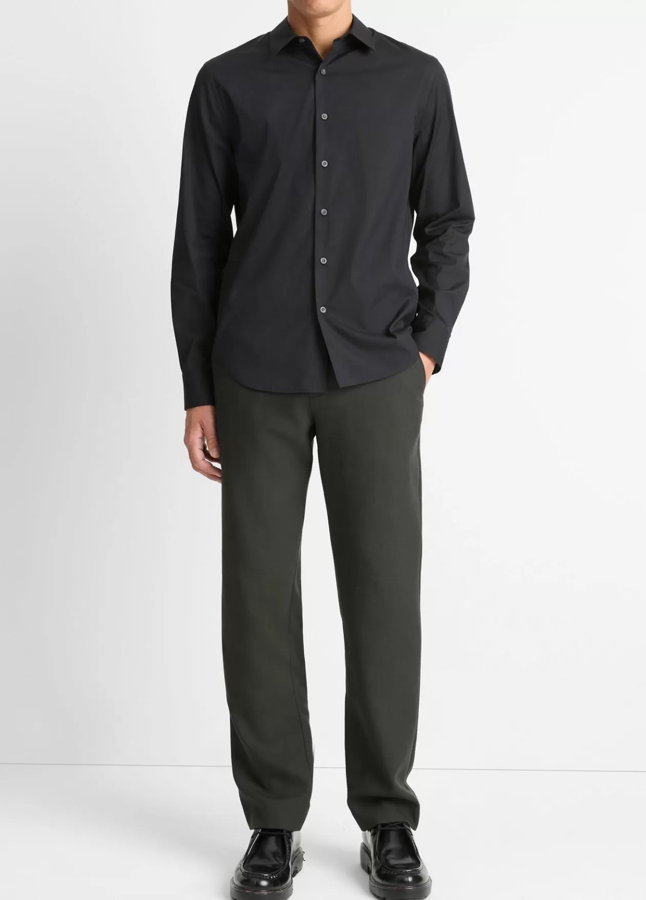 Outlet Vince Stretch-Cotton Poplin Shirt black