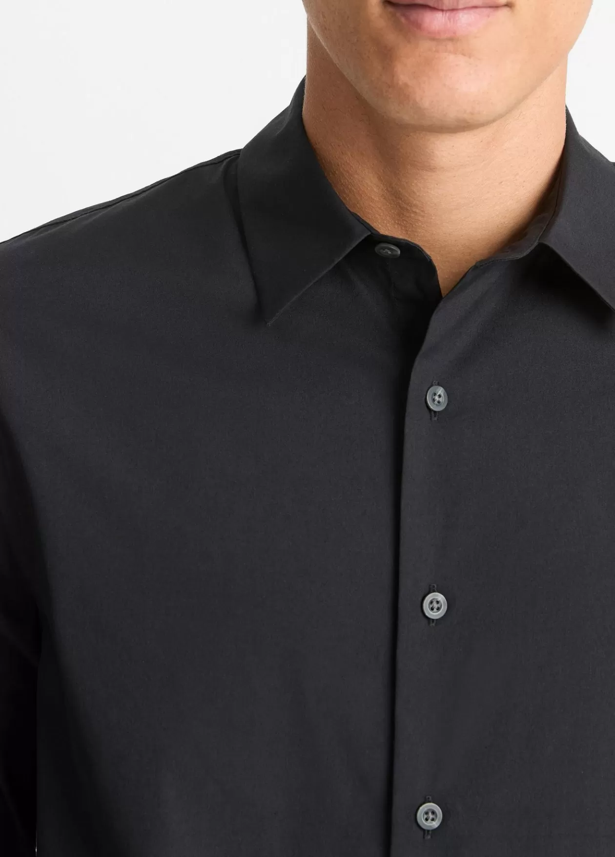 Outlet Vince Stretch-Cotton Poplin Shirt black