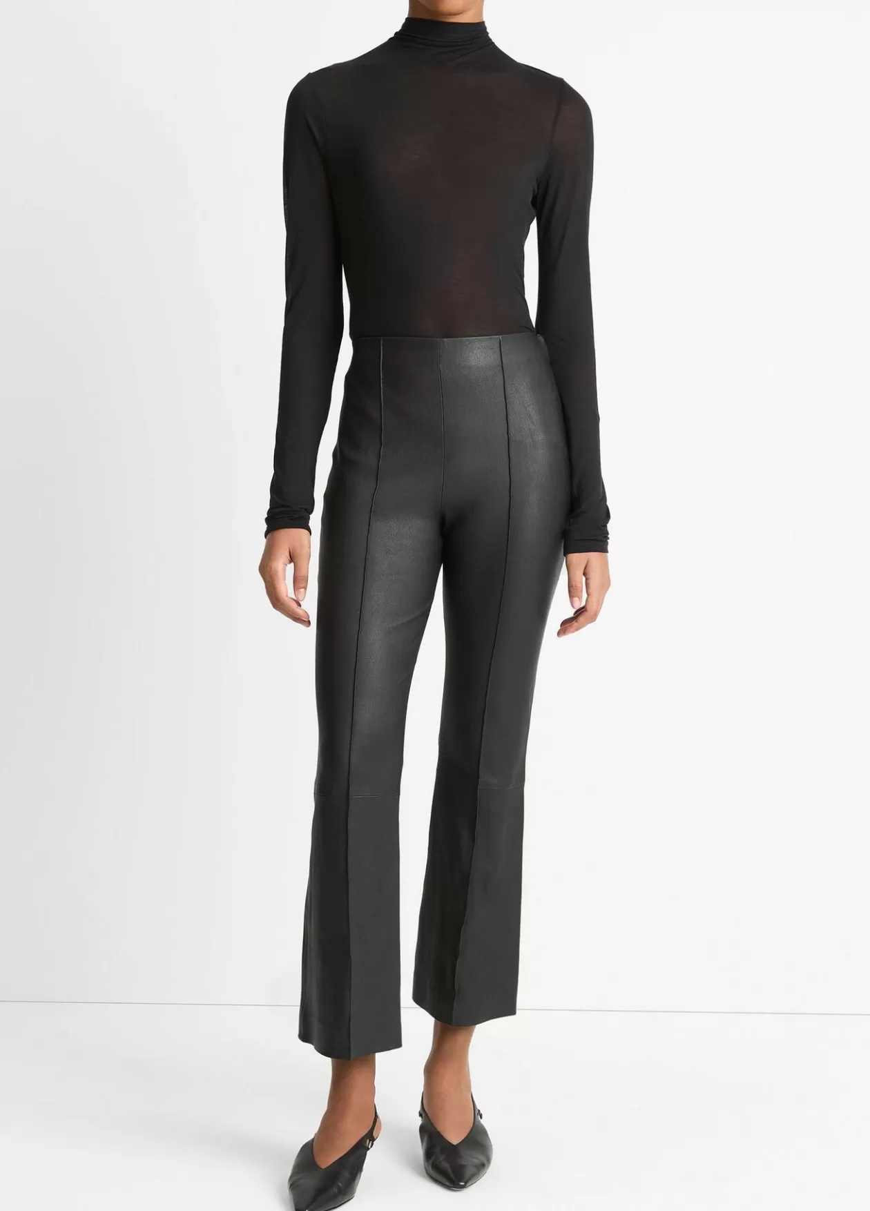 Flash Sale Vince Stretch-Leather Crop Flare Pant black