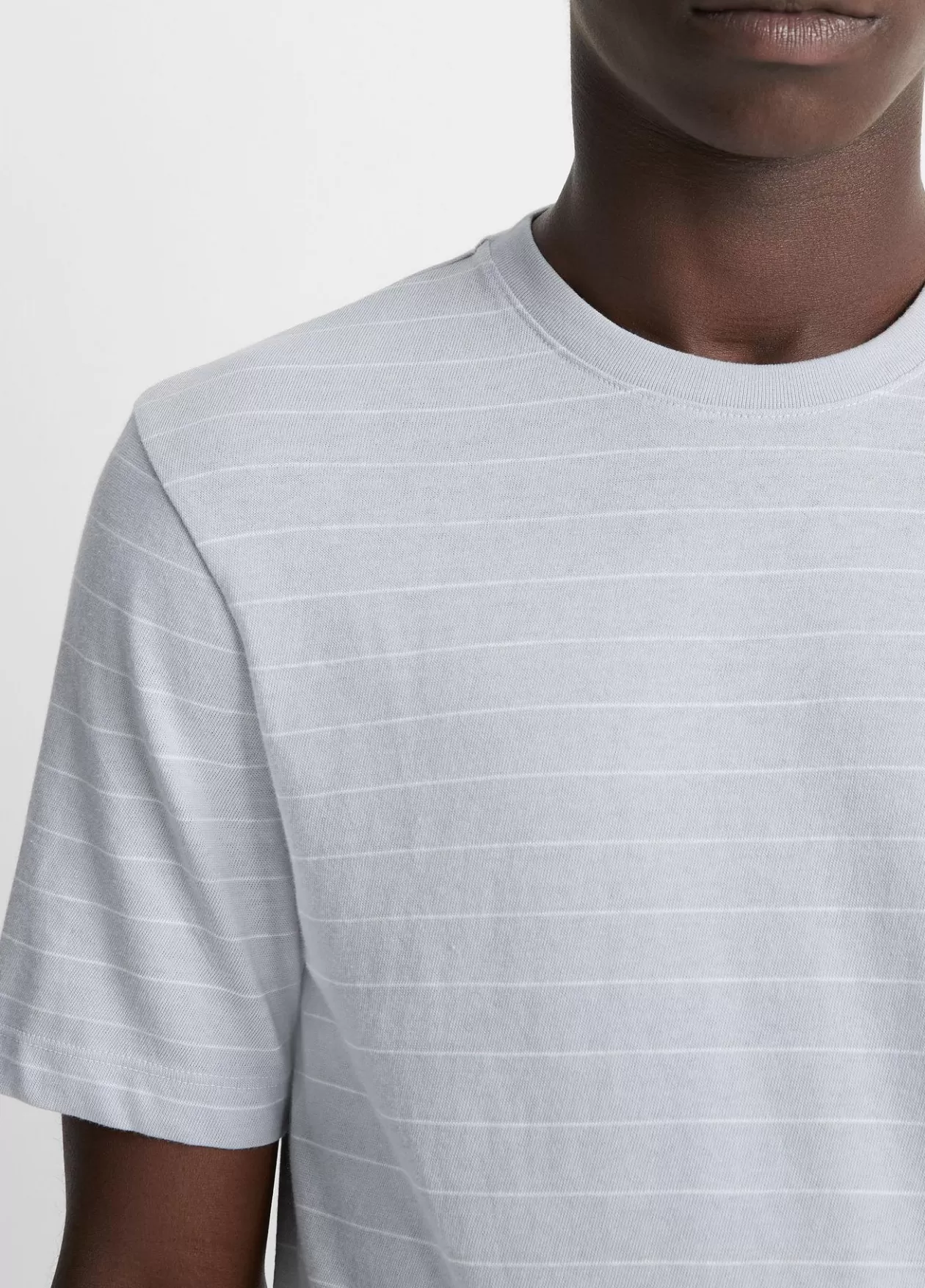 Sale Vince Striped Cotton T-Shirt ocean glass/optic white