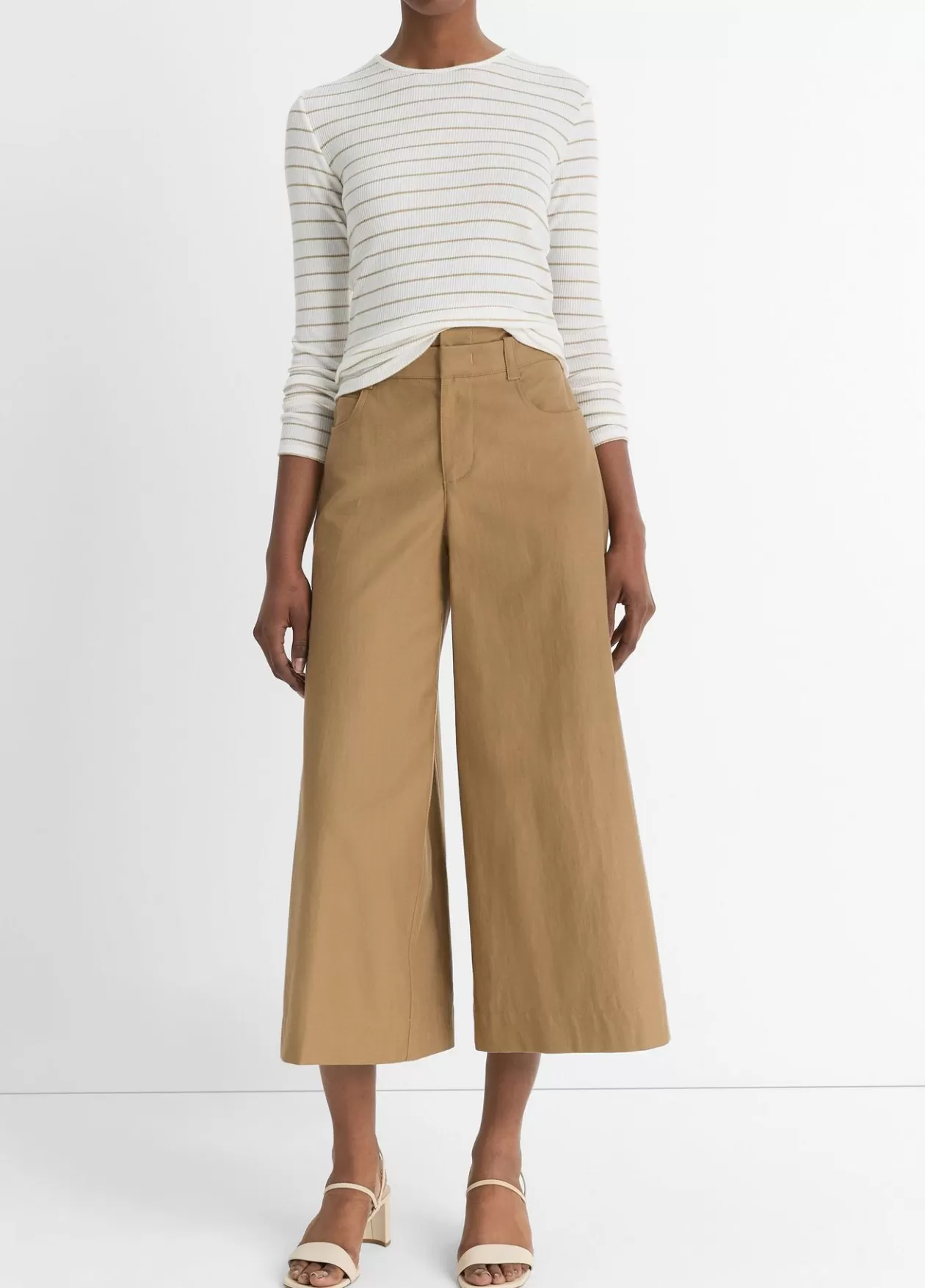 Cheap Vince Striped Ribbed Long-Sleeve T-Shirt pale cliff combo