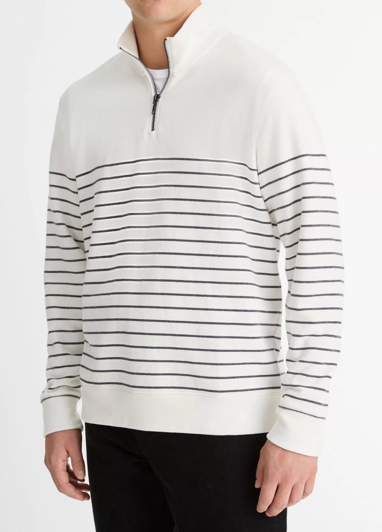striped_sueded_cotton_quarterzip_pullover_2-1.webp Discount Vince Striped Sueded Cotton Quarter-Zip Pullover off white/stormy night
