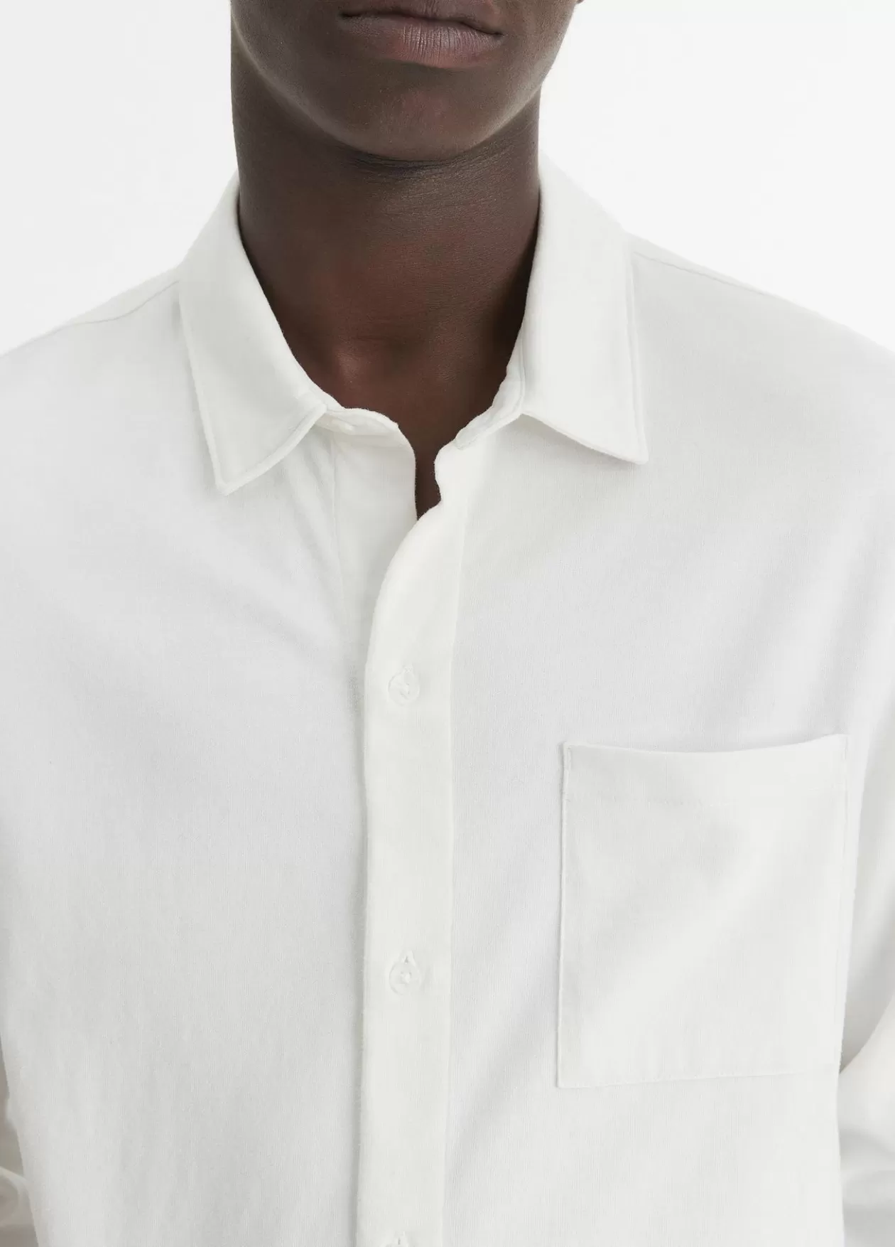 Fashion Vince Sueded Cotton Jersey Button-Front Shirt off white