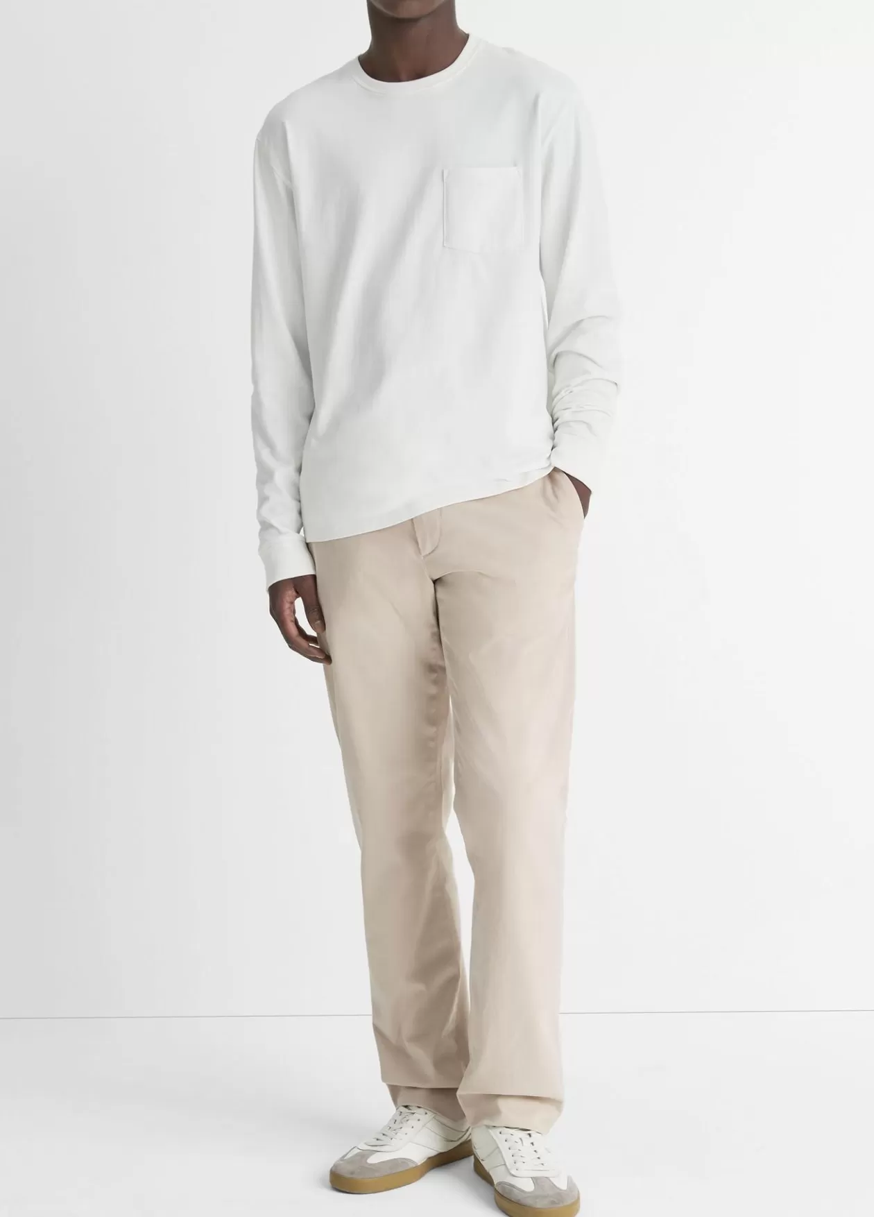 Outlet Vince Sueded Jersey Long-Sleeve Pocket T-Shirt off white