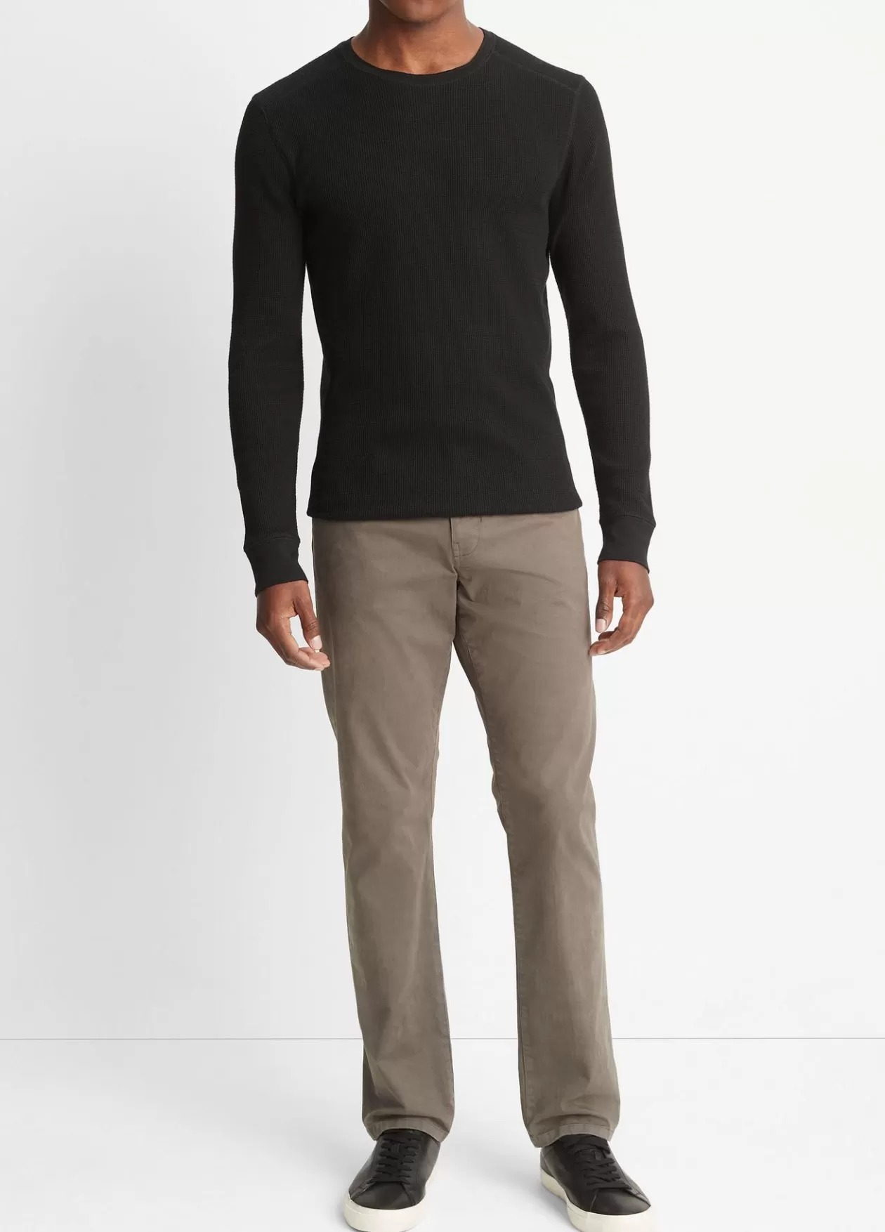 Cheap Vince Thermal Long Sleeve Crew Neck Pullover black