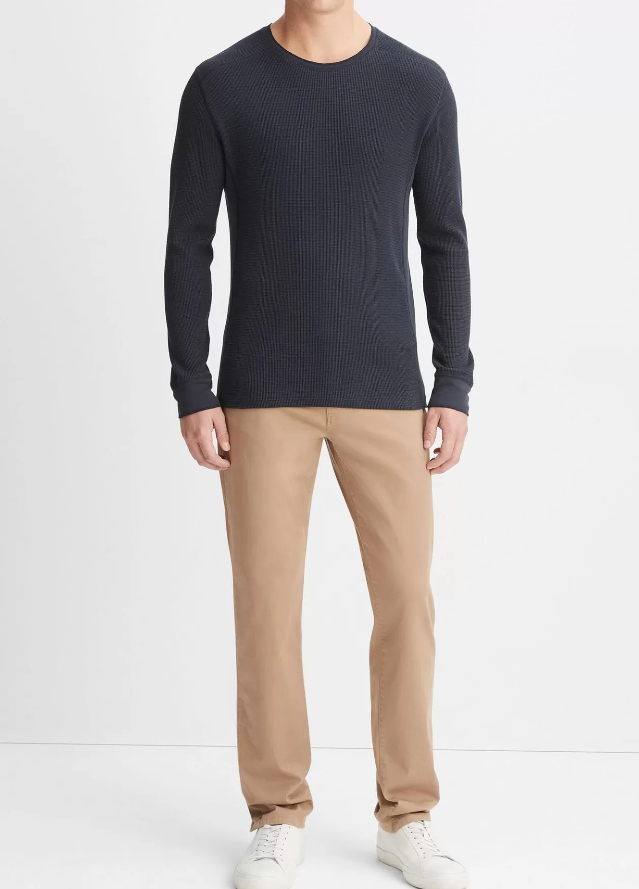 Discount Vince Thermal Long Sleeve Crew Neck Pullover coastal blue