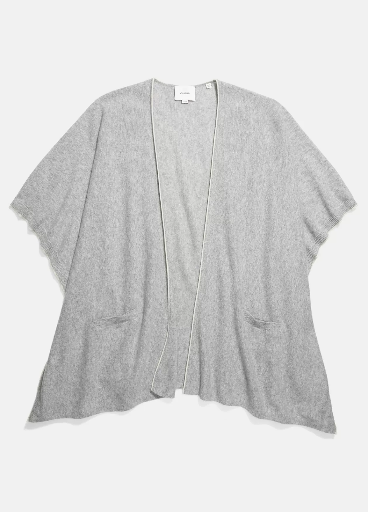 Fashion Vince Tipped Jersey-Knit Cashmere Cape medium grey/off white