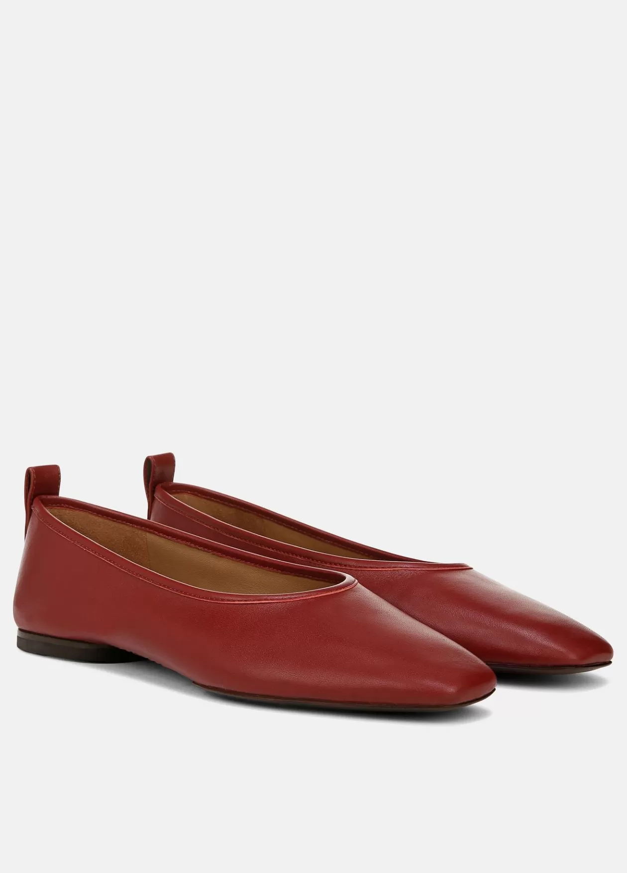 Online Vince Vivian Leather Ballet Flat red currant
