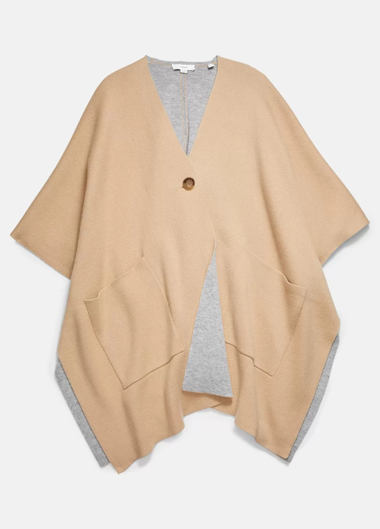New Vince Wool and Cashmere Double-Face Cape camel grey